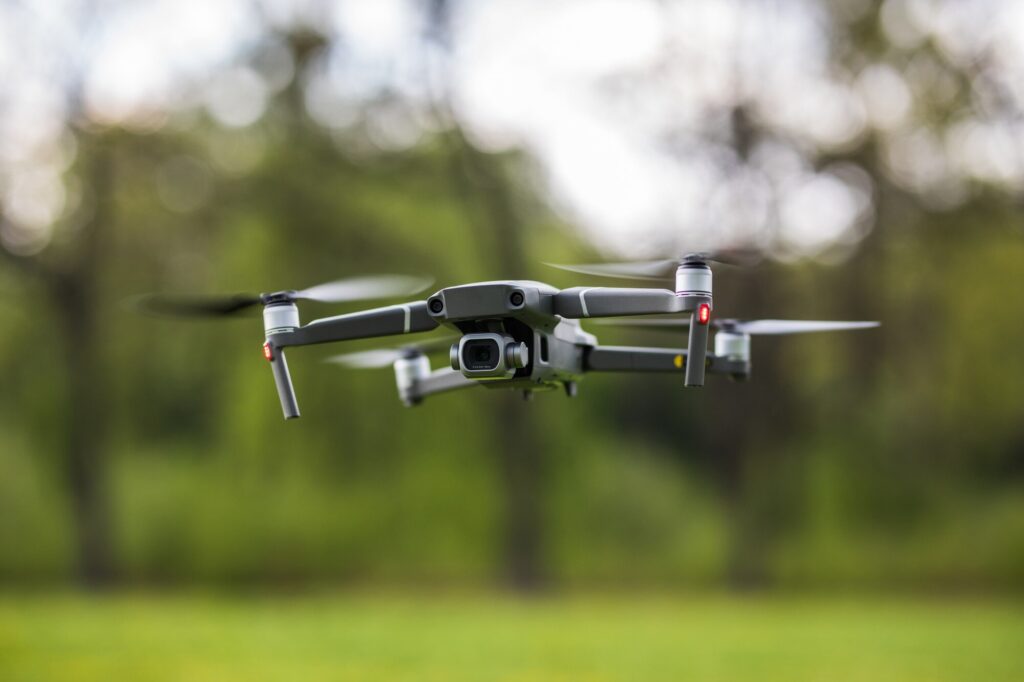 FAA-certified drone capturing aerial view of commercial property in Columbus Nebraska